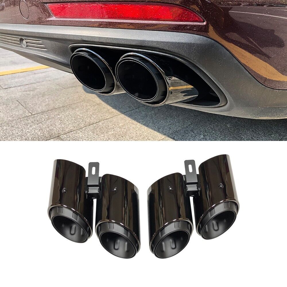 Black Exhaust Tips Muffler Tail Pipe 3 Layer For Porsche Panamera Base 2017-2023