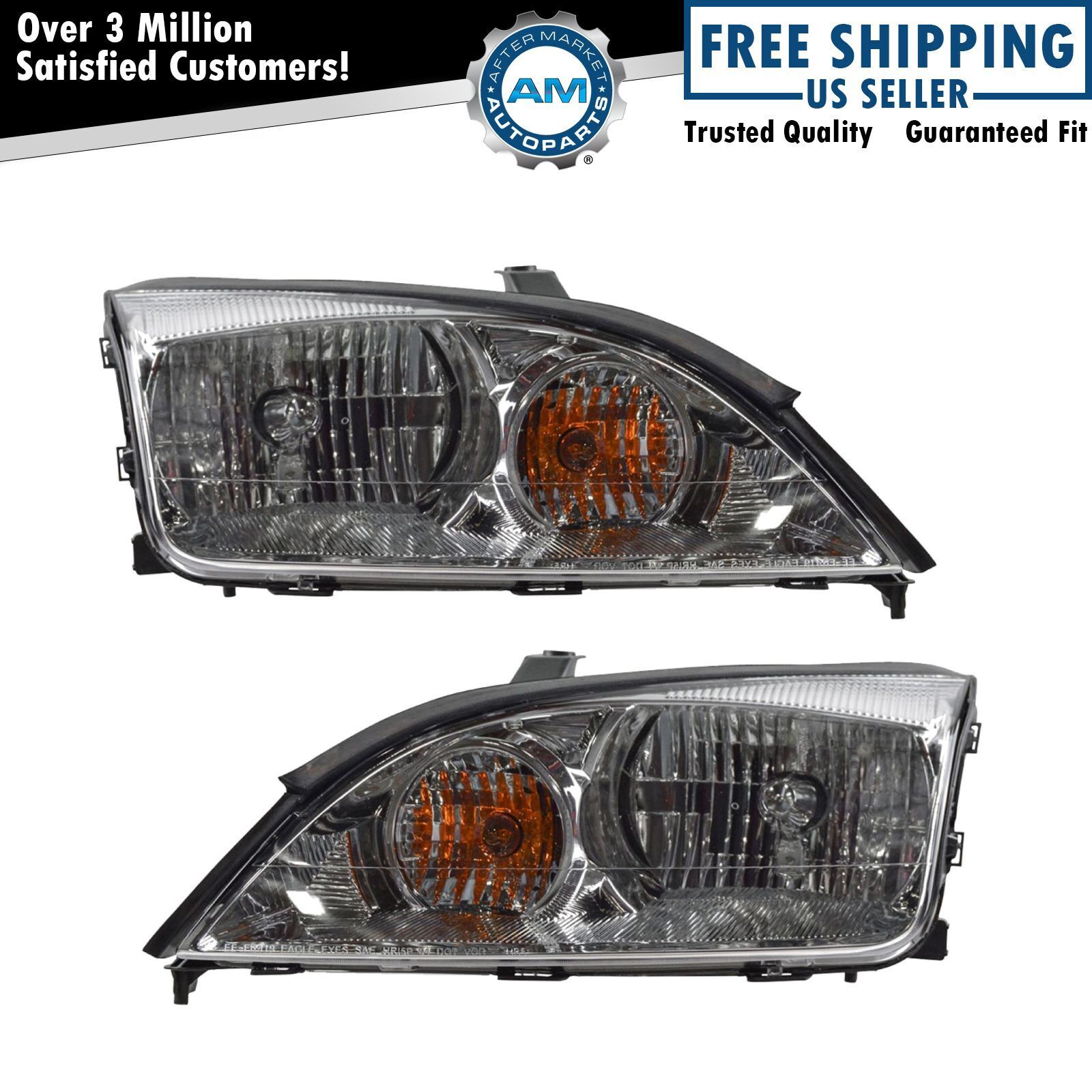 Headlight Set Left & Right Halogen For 2005-2007 Ford Focus FO2502210 FO2503210