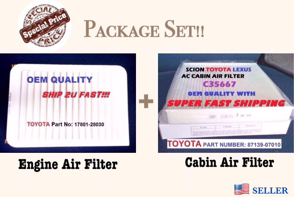 Engine&Cabin Air Filter For 07-17 CAMRY AND VENZA 4 Cylinder Fast Ship