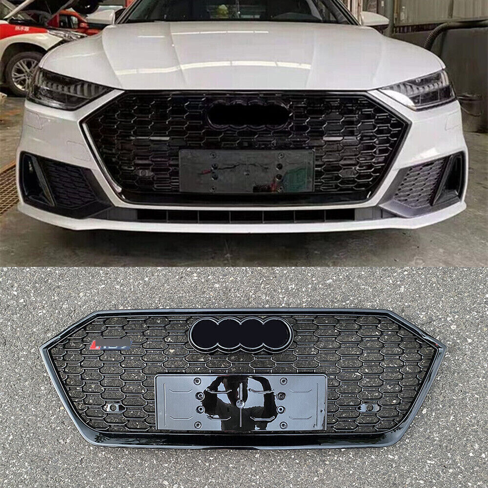 RS7 Style Black Honeycomb Front Bumper Grille For Audi A7 S7 2019-2023