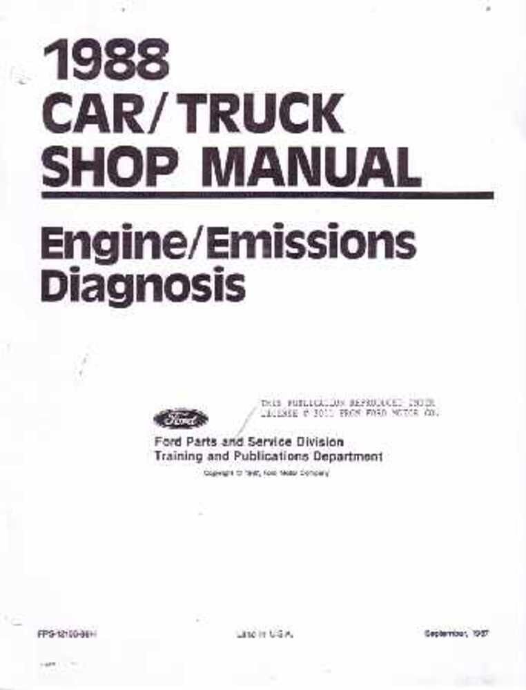 1988 Ford Lincoln Mercury Engine Emissions Diagnosis Manual Diagnostic Procedure