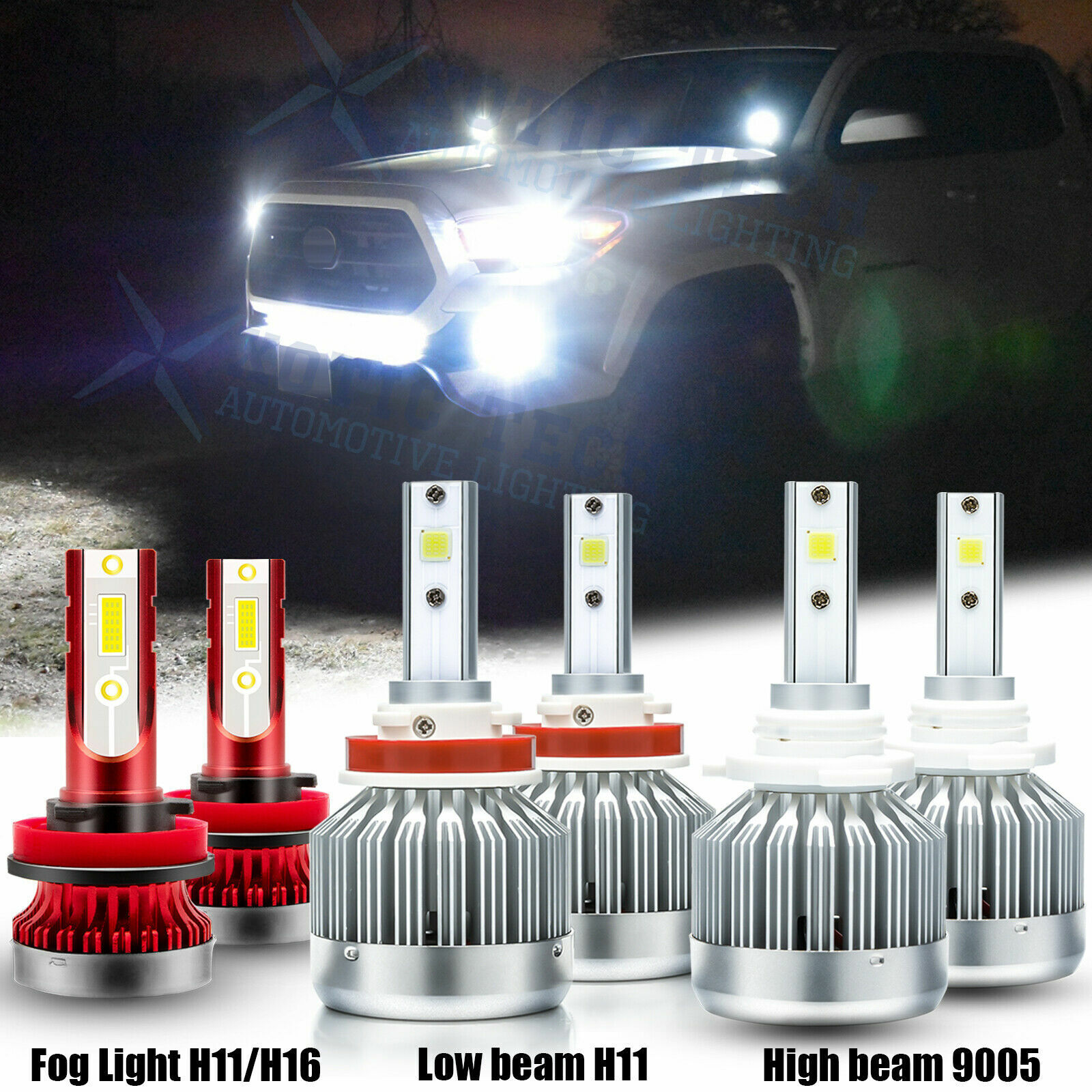 For Toyota 4Runner 2010-2020 LED Headlight Bulbs Kit High/low Beam + Fog Light