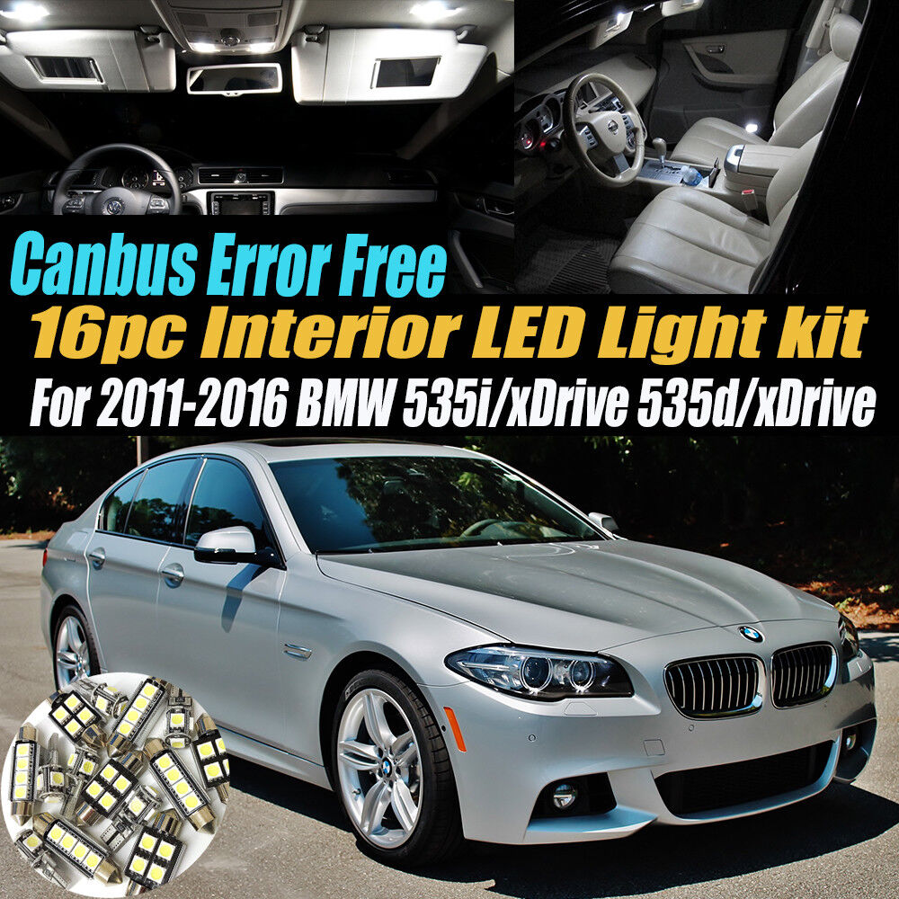 16Pc CANbus Error Free Interior LED White Light Kit for 11-16 BMW 535i/d/xDrive