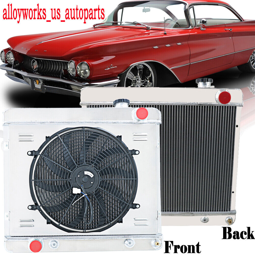 4 Core Radiator+Shroud Fan For 1960-64 Buick Skylark/LeSabre/Electra/Wildcat V8