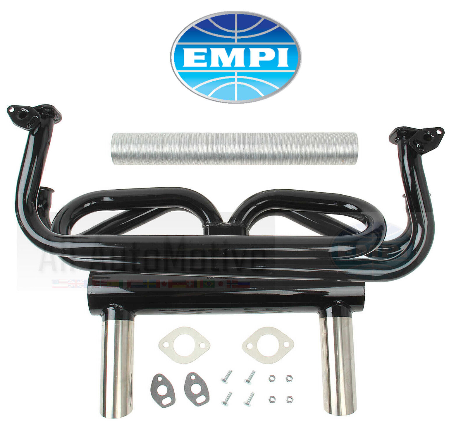 Exhaust System Kit Empi Exhaust Header 2 tip fits VW Beetle Bug Ghia SuperBeetle
