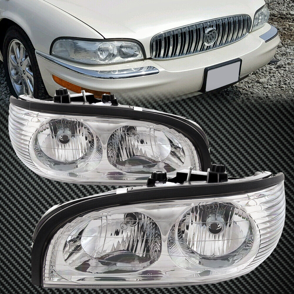 Headlights Set Chrome with Performance Lens For 97-2005 Park Avenue Ave