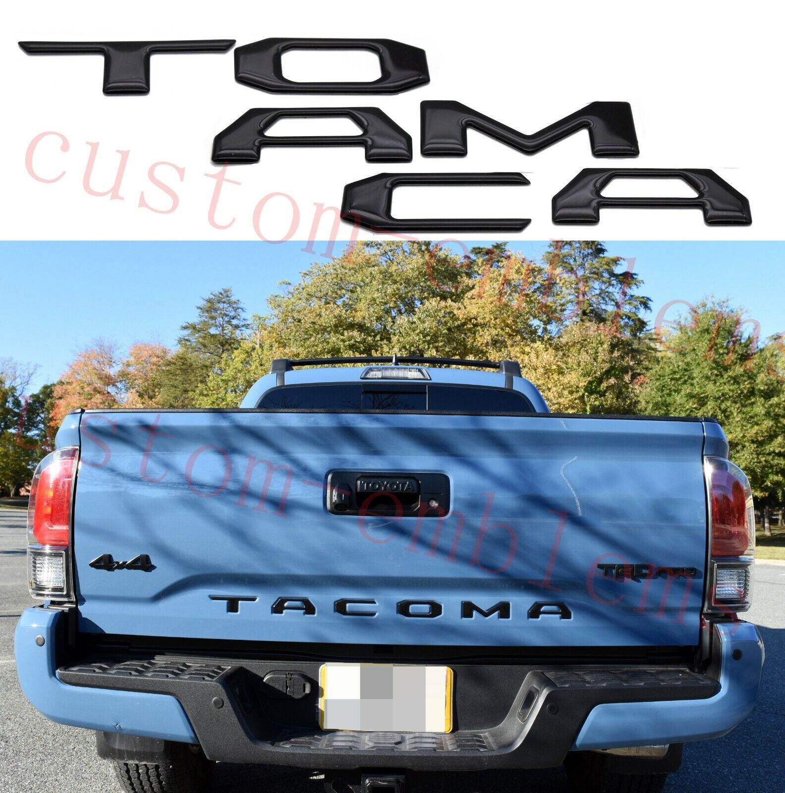 Tailgate Insert Tailgate Letters fits 2016-2021 Toyota Tacoma (Black Domed)