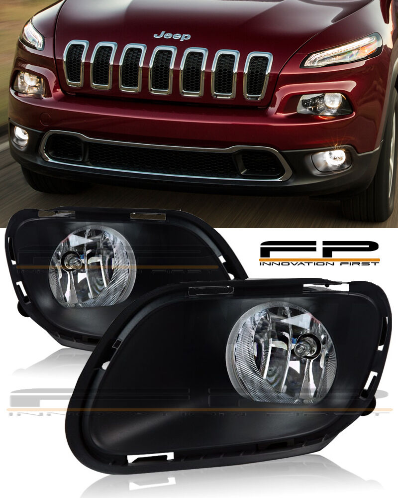 For 2014 - 2017 Jeep Cherokee Clear Fog Lights Full Complete Kit Switch+Wiring