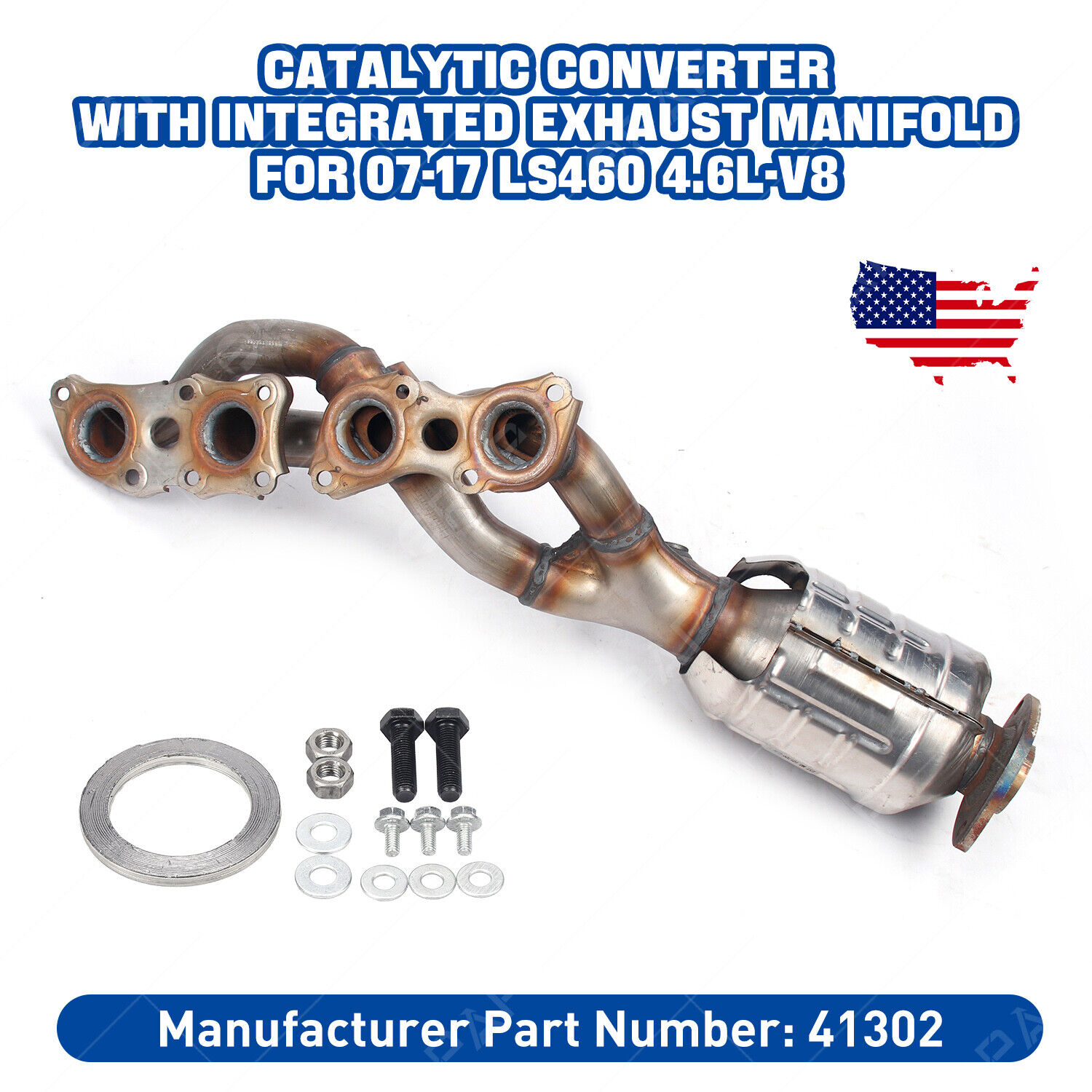 For 07~17 Ls460 4.6l-v8 Exhaust Manifold Catalytic Converter W/ Integrated right