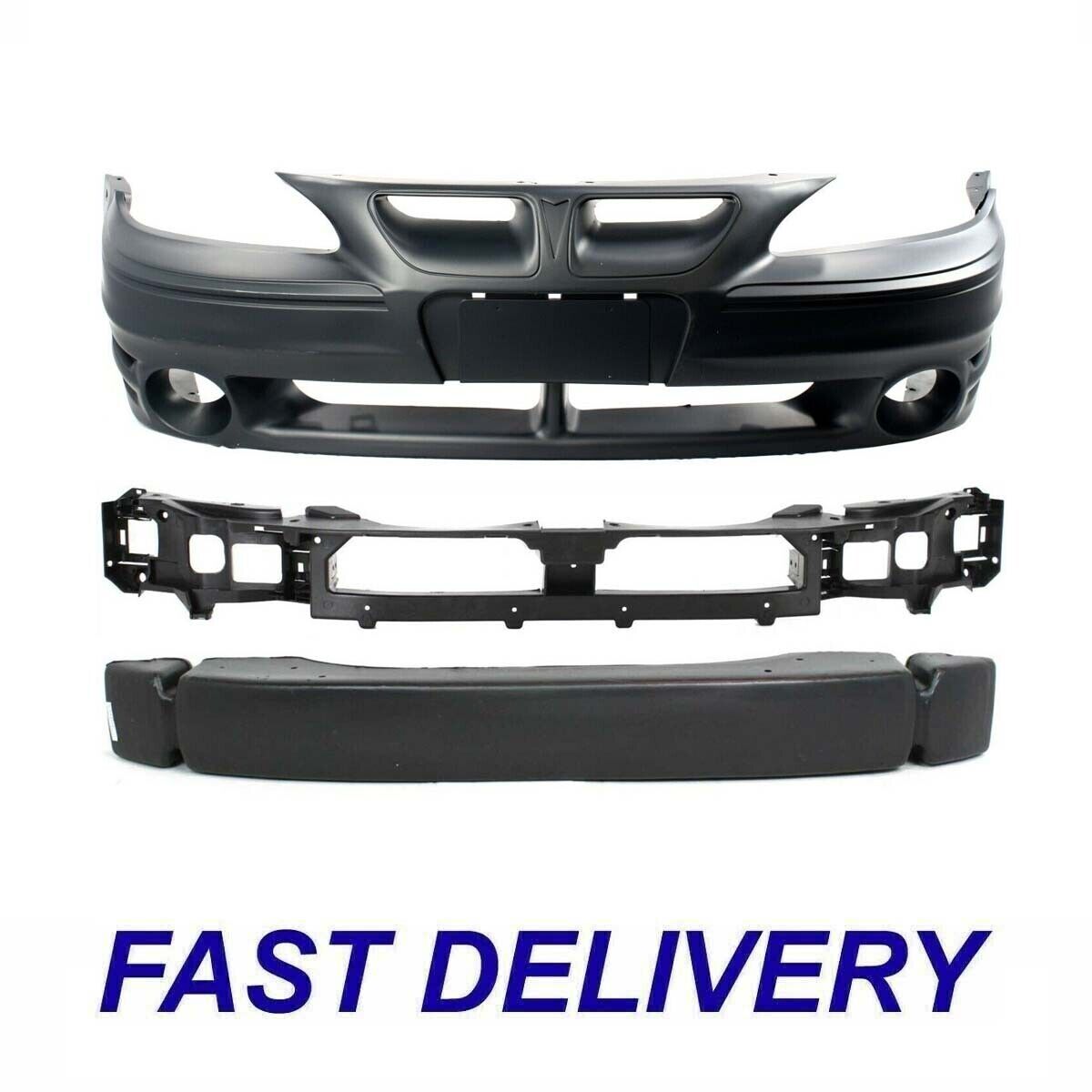 New Set of 3 Front Bumper Cover Kit Fits 1999-2005 Pontiac Grand Am