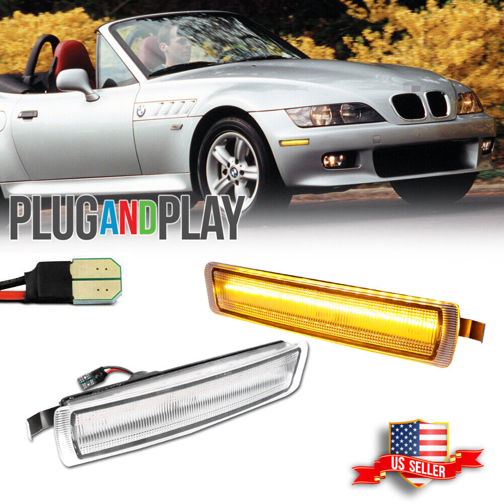 Clear Amber LED Front Side Marker Lights For 1996-2002 BMW Z3 M Coupe Roadster