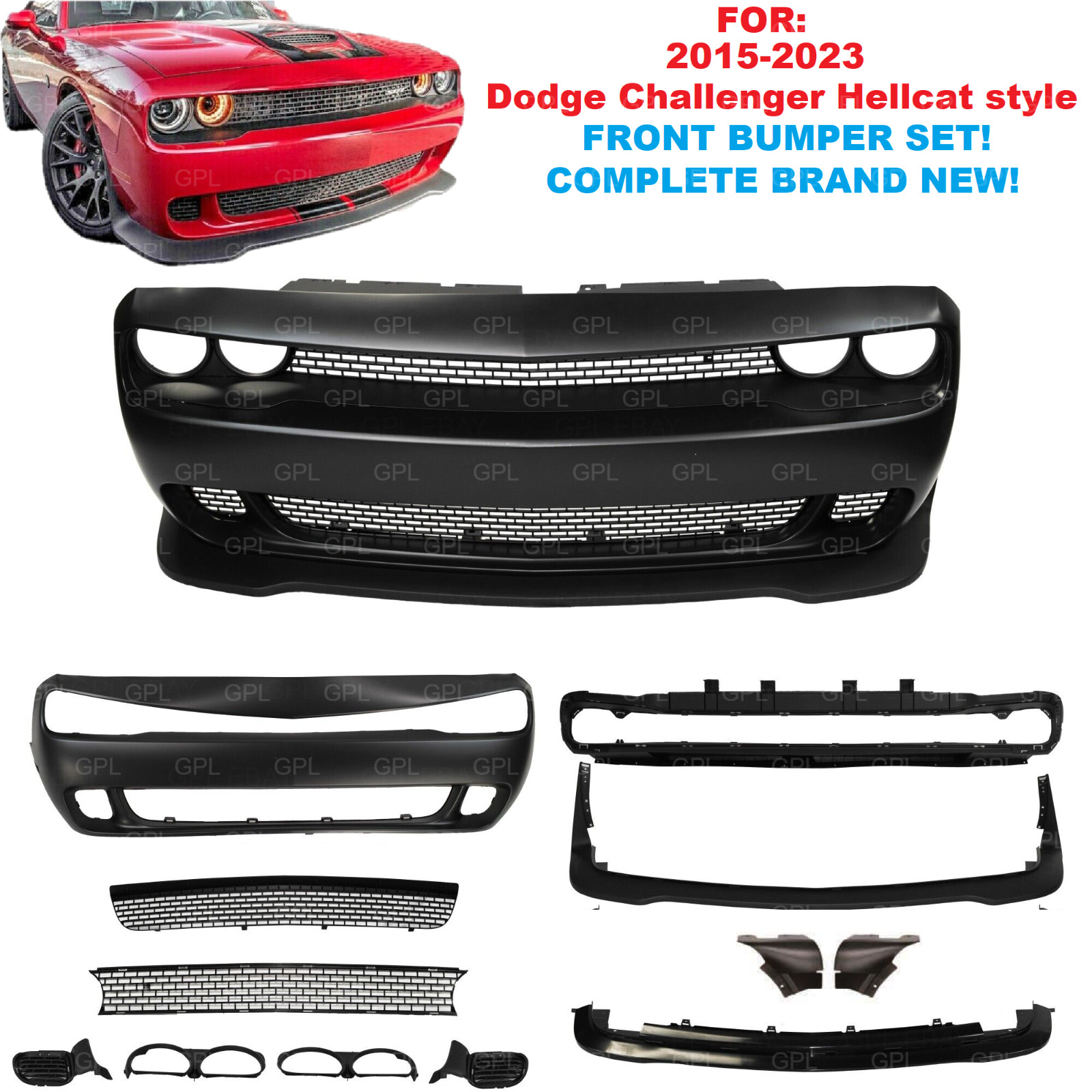 for 2015-2023 Dodge Challenger Hellcat style full Front bumper replacement
