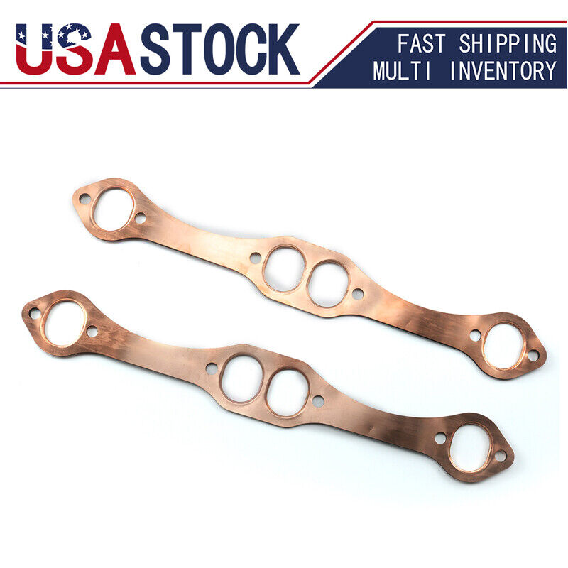 SBC Oval Port Copper Header Exhaust Gaskets For SB Chevy 327 305 383 Reusable