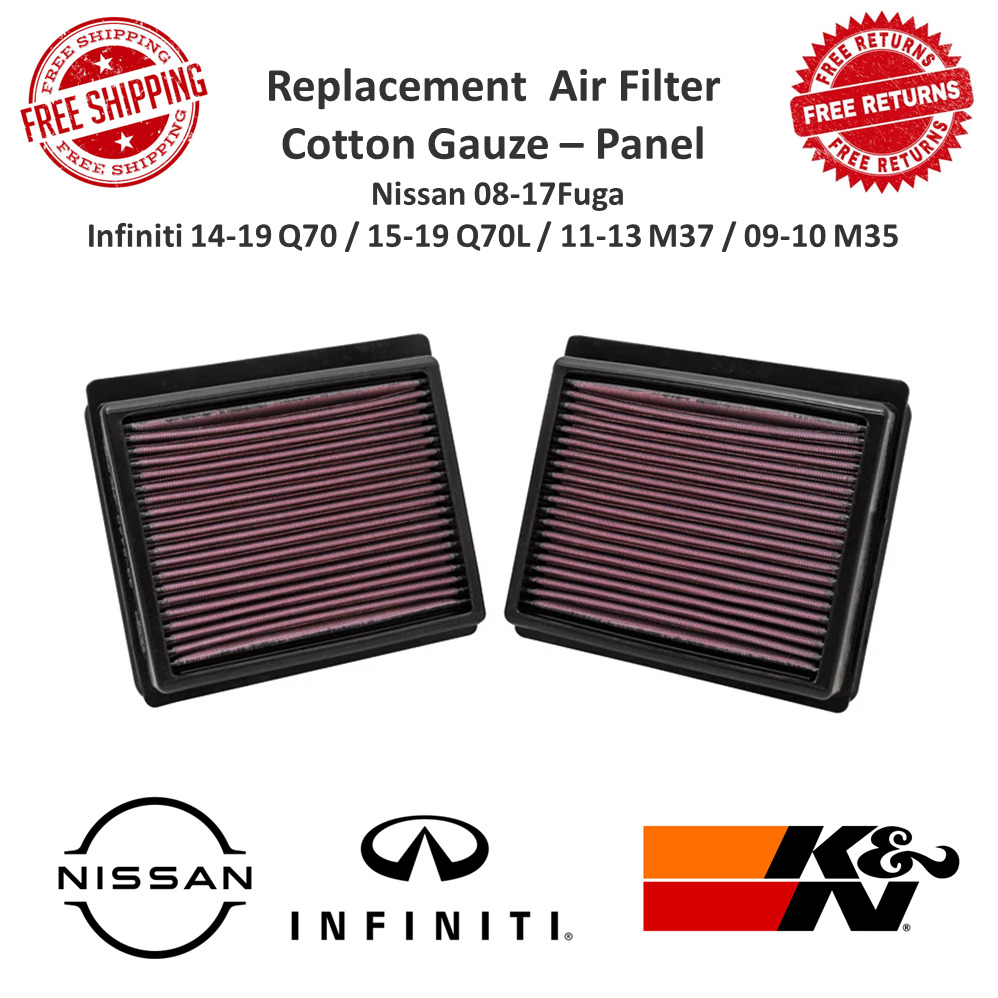 K&N Drop-in Replacement High-Flow Air Filter Panel For Nissan Fuga, Infiniti Q70