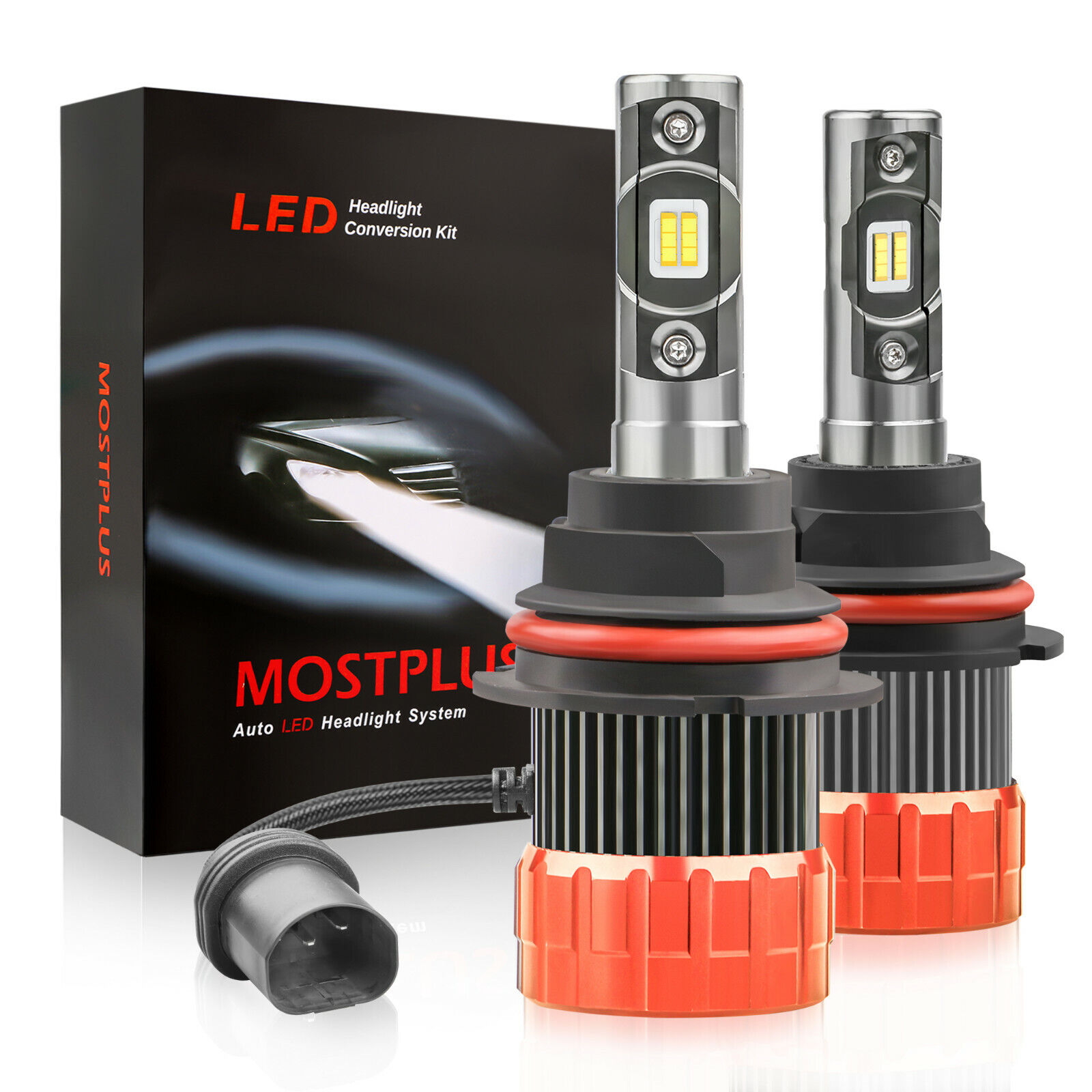 9800LM 98W Focused LED Headlight Kit HB5 9007 High/Low Beams 6000K Bulbs X2