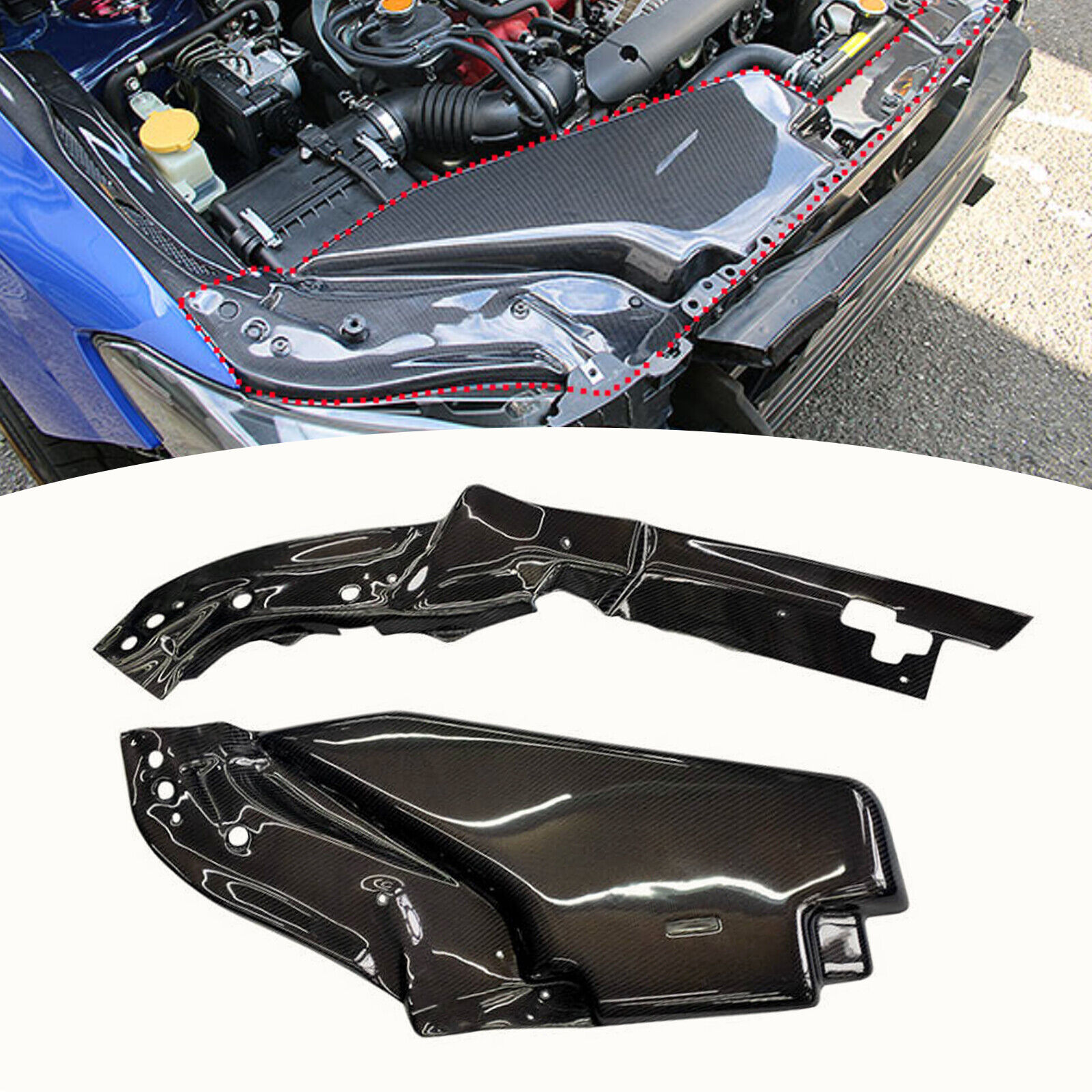 For 2015-21 Subaru WRX S4 STI Carbon Fiber Radiator Guard Air Intake Trim Panel
