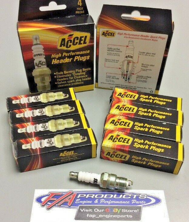 Accel 0576S-4 Shorty Header Spark Plugs 14mm Taper .460 Reach 2 Sets / 8 Plugs
