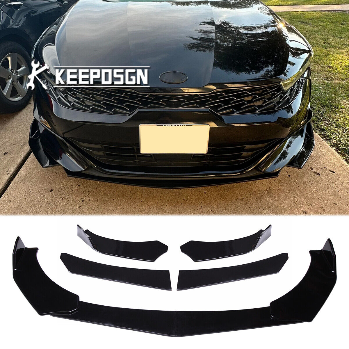 For KIA K5 GT-Line Gloss Front Bumper Lip Splitter Spoiler Lower Chin Protector