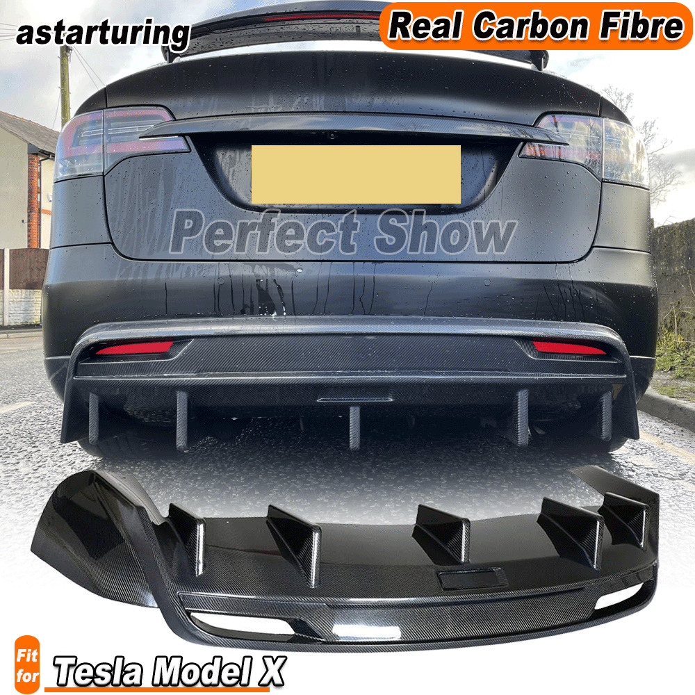 Fit For Tesla Model X Sport 5YJX 2016-2021 REAL Carbon Rear Bumper Diffuser Lip 