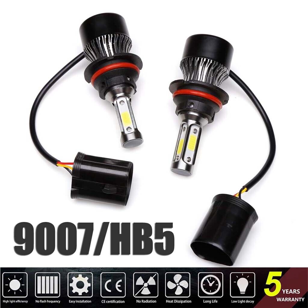 4-Sides 9007/HB5 LED Headlight Kit High Low Dual Beam Bulb 2000W 3000000LM 6000K