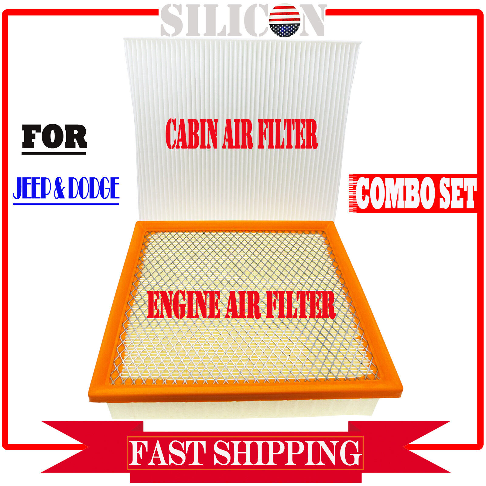 Engine and Cabin Air Filter Kit For Jeep Grand Cherokee Dodge Durango 2011-2022