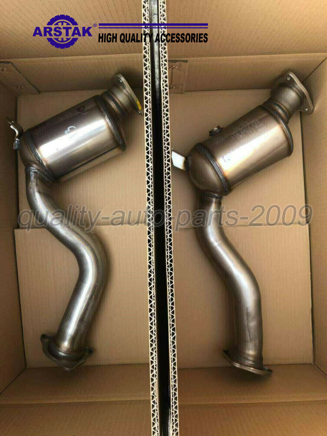 Pair Exhaust pipe with catalyst for Porsche Cayenne S Hybrid 3.0L V6 2011-2014