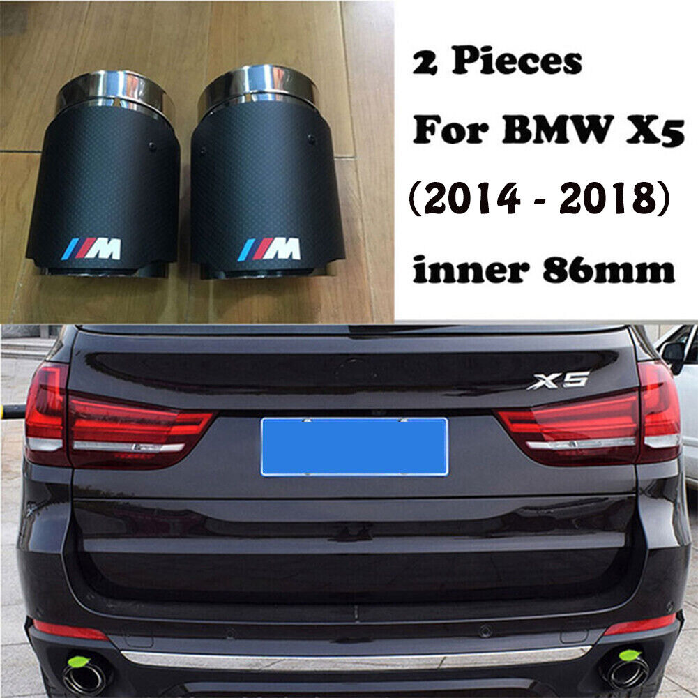 2xCarbon Fiber Exhaust Tips for BMW X5 2014-2018 M Colored Muffler Pipe Tailpipe
