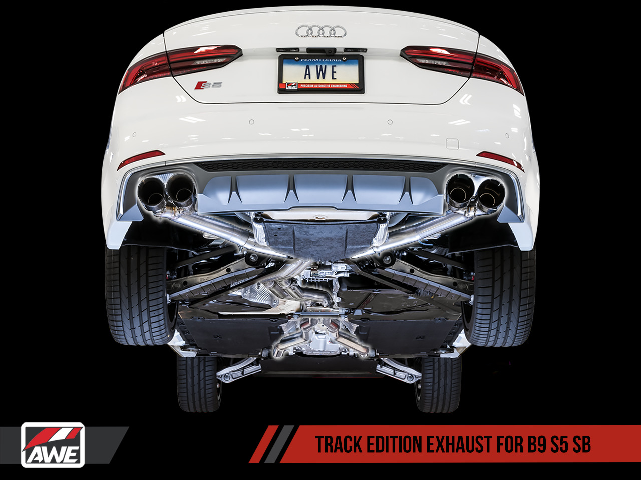 AWE Tuning Track Edition Non-Resonated Exhaust w/BK tip for Audi B9 S5 Sportback
