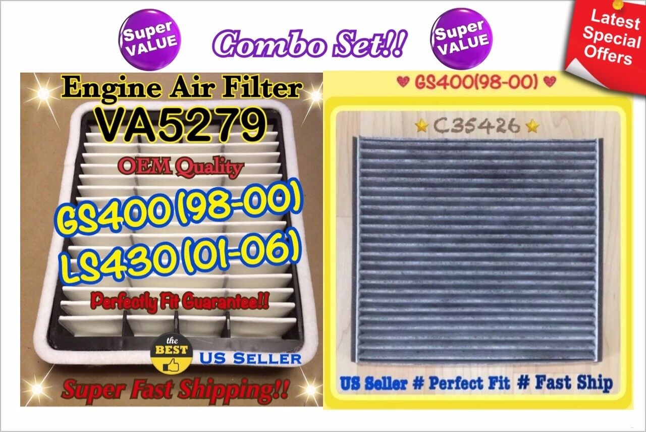 Engine&Carbonized Cabin Air Filter For LEXUS GS400 98-00 US Seller Fast Ship