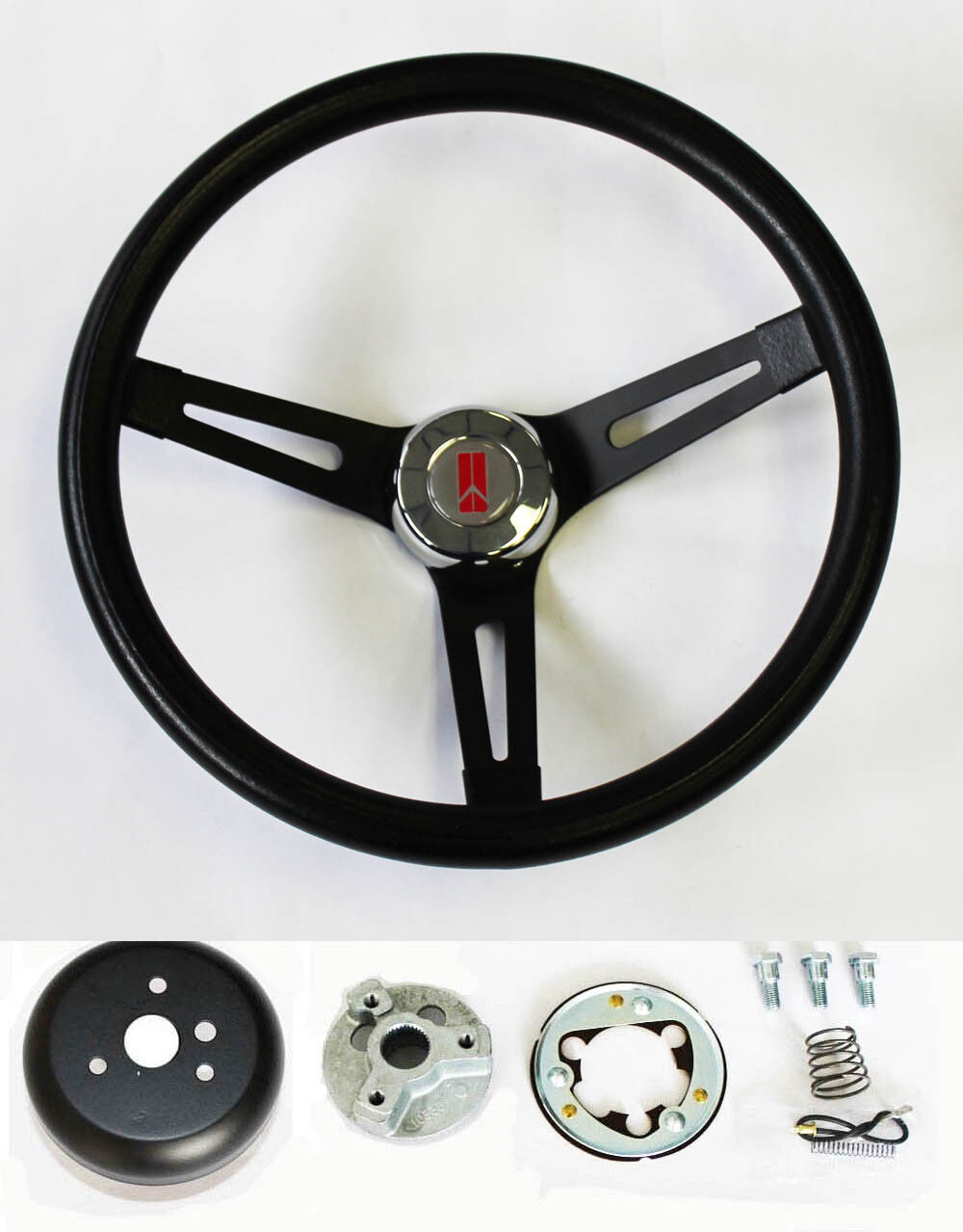 1969-1993 Olds Cutlass F85 98 442 Black Grip on Black Steering Wheel 13 1/2\