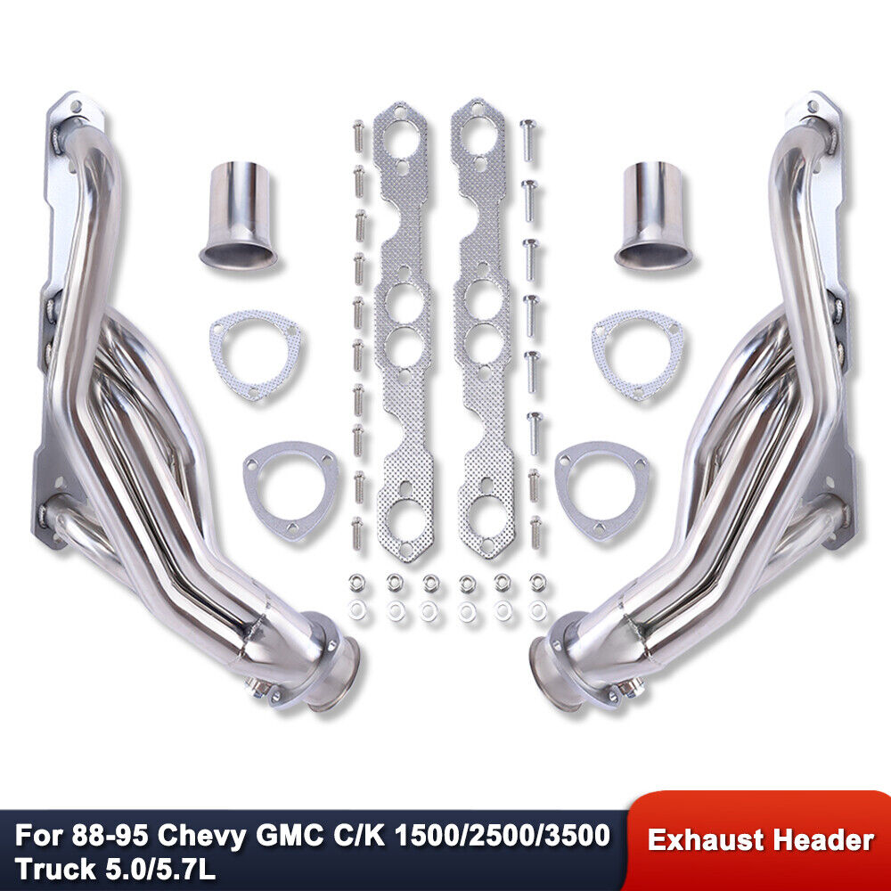 For Chevy GMC C/K 1500/2500/3500 5.0/5.7L 88-95 Polished Stainless Steel Headers