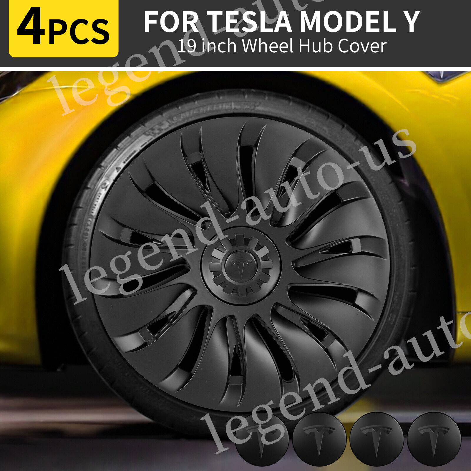 Full Cover Hubcaps for Tesla Model Y Storm Wheel Rim Covers 19inches Set of 4 US