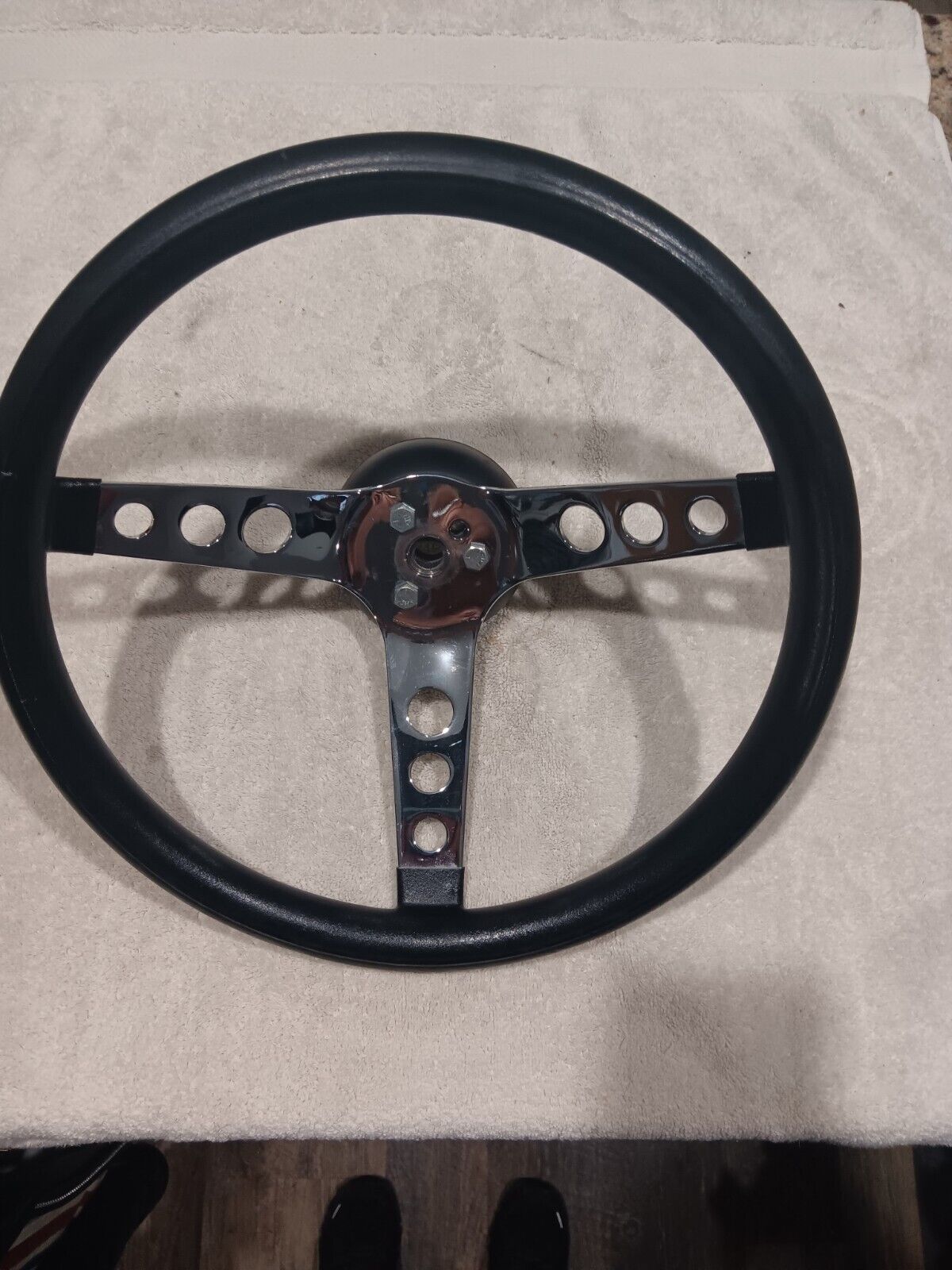 Falcon Mustang w/ generator Black and Chrome Steering Wheel 14 inch