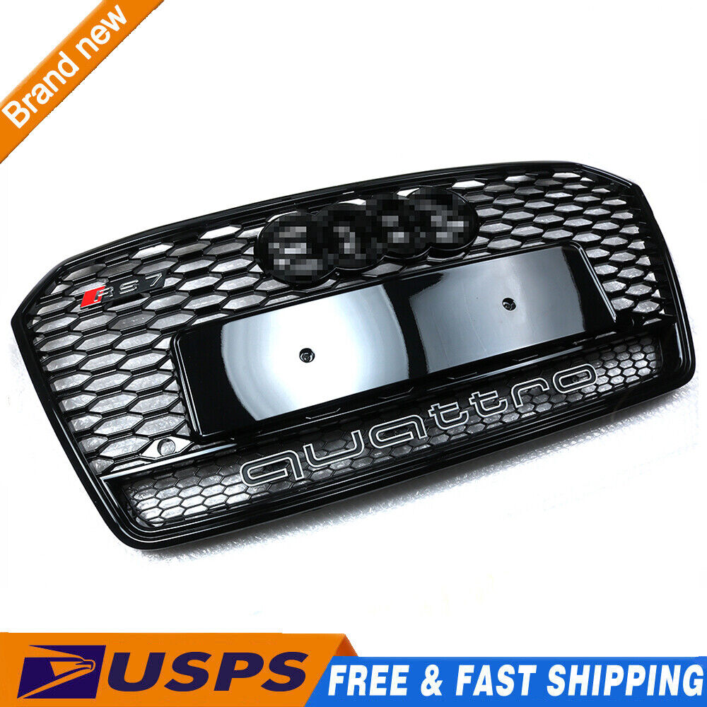 Fits Audi A7 S7 RS7 Style 2016-2018 Front Honeycomb Mesh Grill Grille W/ Quattro