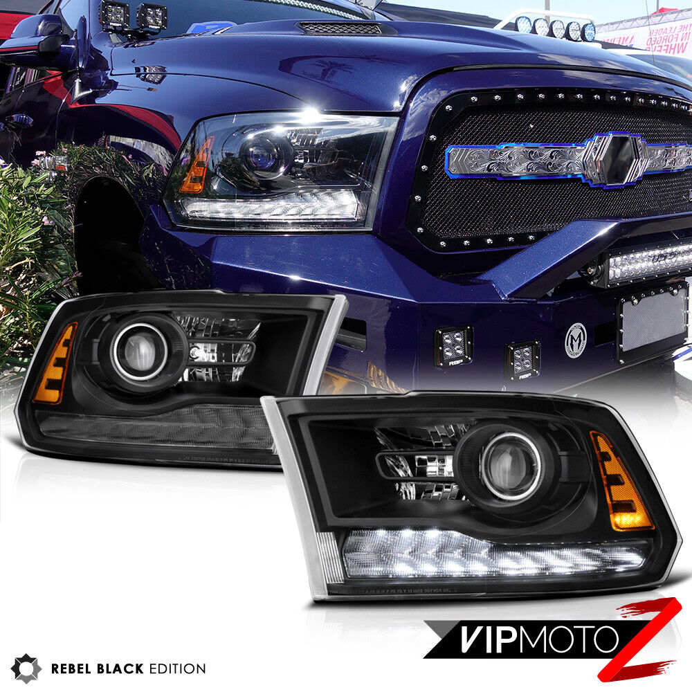 [VIP Exclusive]Rebel Black 13-18 Dodge Ram 1500-3500 LED DRL Projector Headlight