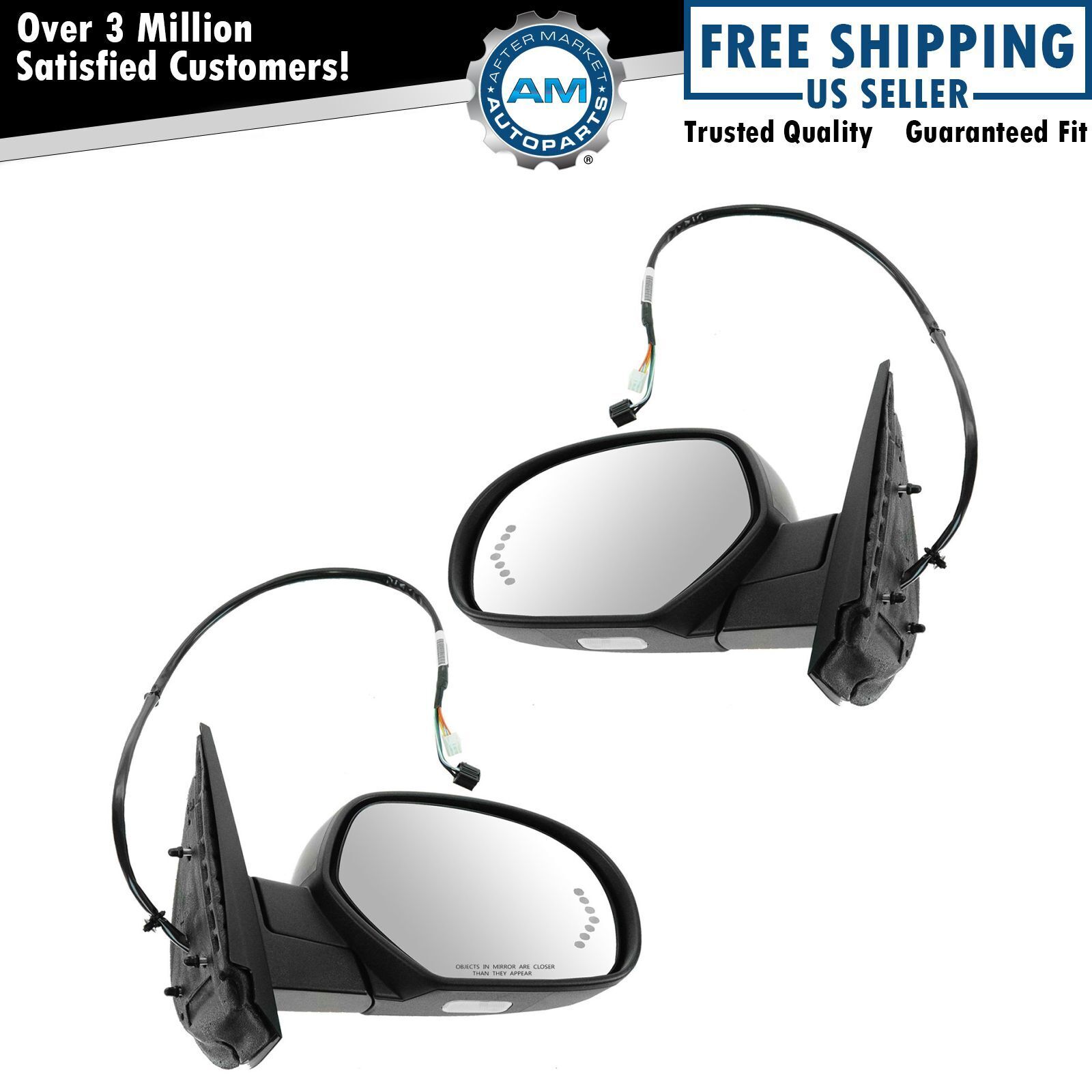 Mirrors Power Heated Signal Puddle Pair Set for Chevy GMC Pickup SUV