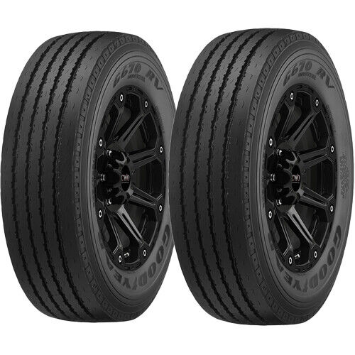 (QTY 2) 295/80R22.5 Goodyear G670 RV 152L Load Range H Black Wall Tires