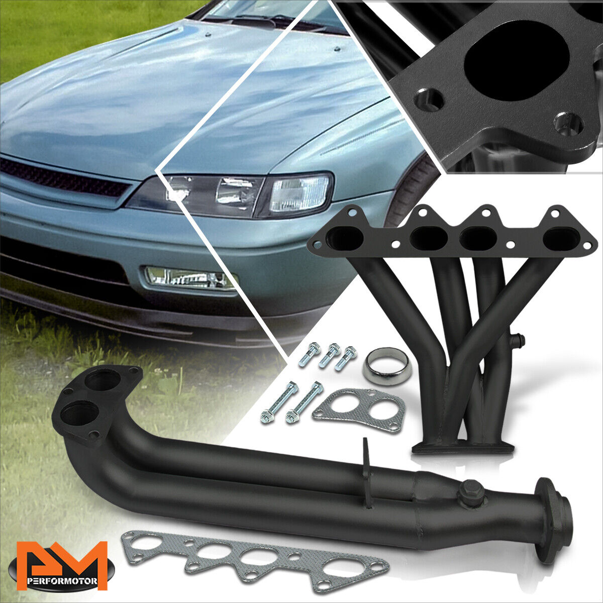 For 94-97 Honda Accord F22 2.2 Stainless Steel Black Coated 4-2-1 Exhaust Header