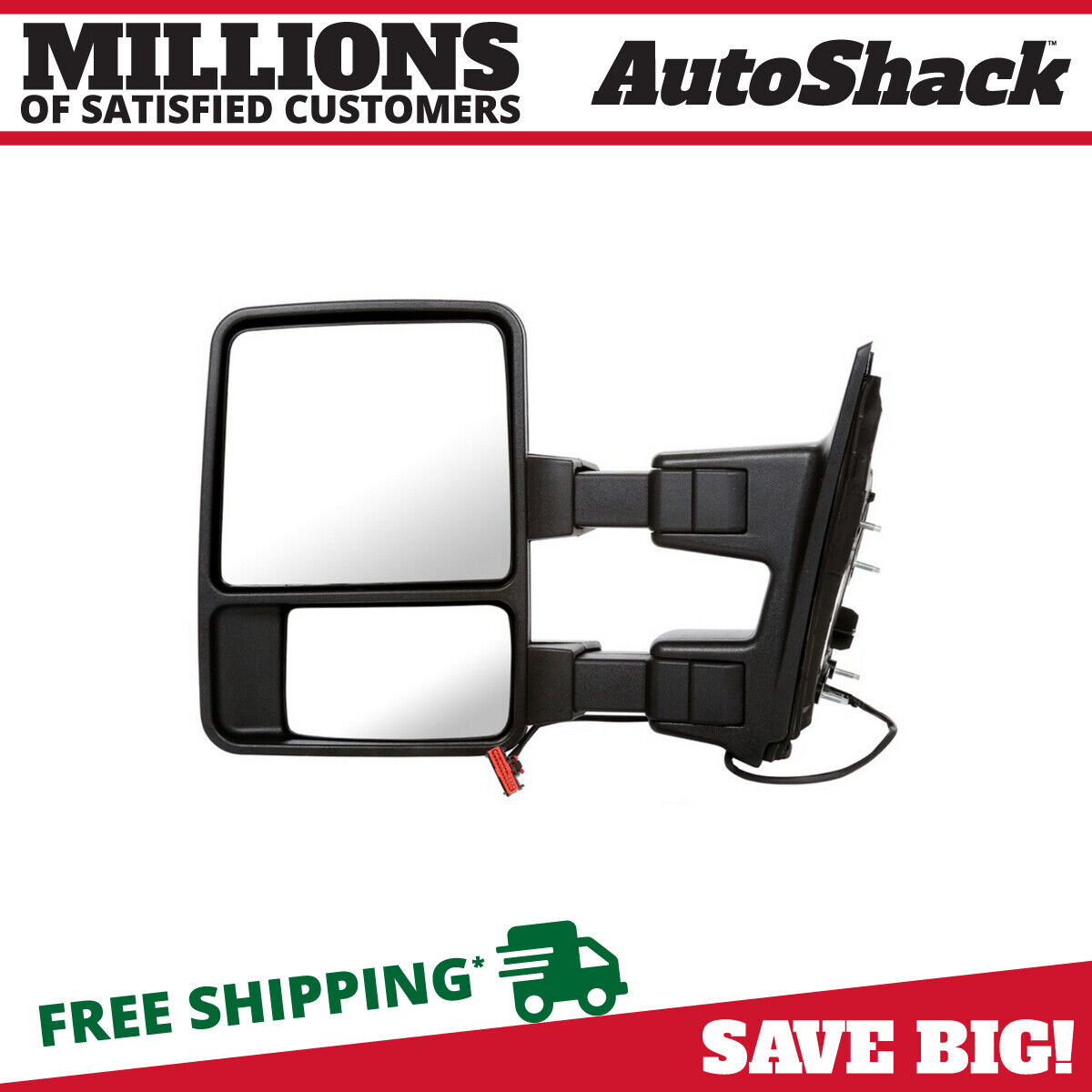 Driver Tow Mirror Power Heated Signal Black for 2003-2016 Ford F-250 Super Duty