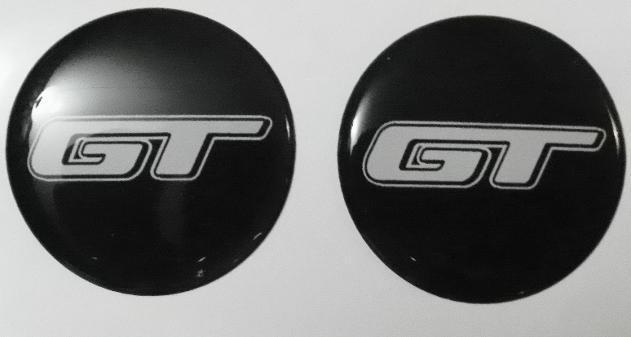 GT Wheel Center Domed Emblem, Decal Set of 2  For Car Truck Golf Cart  GT2