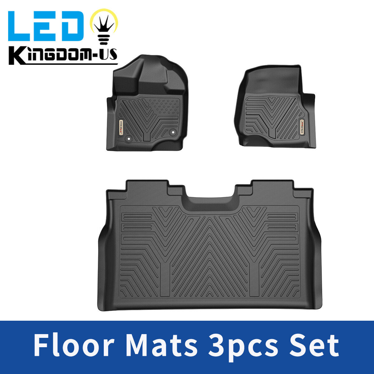 All Weather Floor Liners Mats for 2015-2023 Ford F-150 Super Crew Cab Black TPE