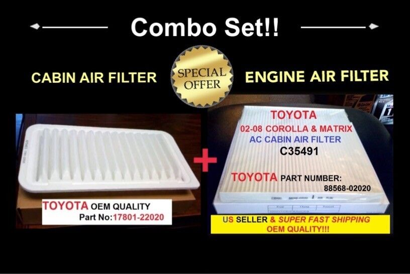 ENGINE&CABIN AIR FILTER For Toyota COROLLA & MATRIX 2003-2008 US Seller