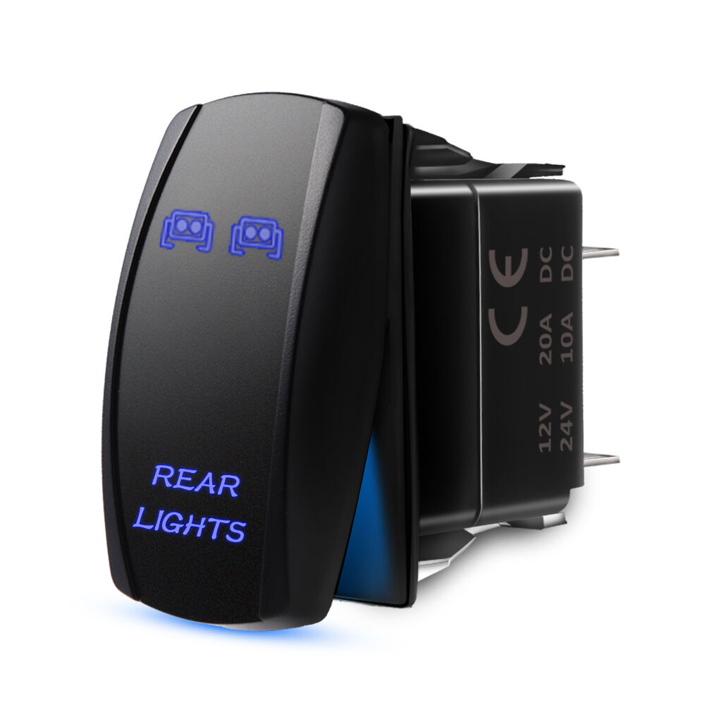 MICTUNIN 12v 5Pin Laser Rocker Switch Rear LED Lights On-Off Toggle Button SPST