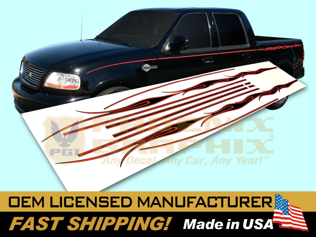 compatible with, 2002 Ford F150 Harley Davidson Truck Flames Decals Stripes Kit