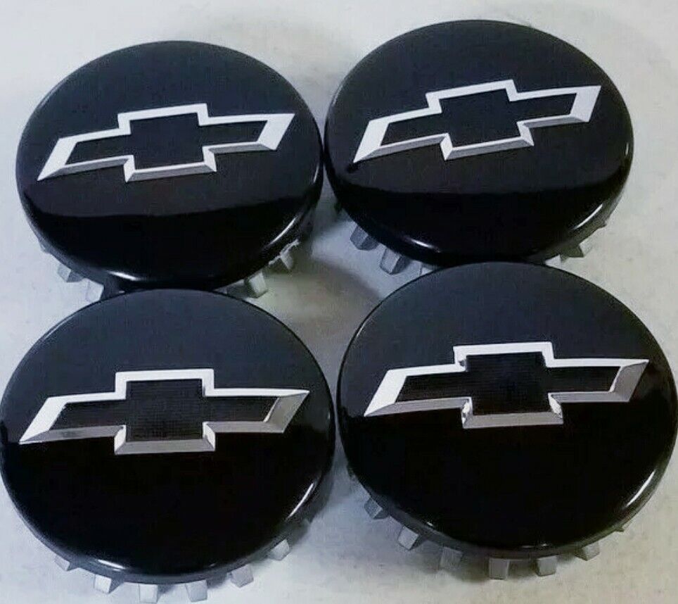 4pcs of Chevy Silverado 1500 Tahoe Suburban 2014-2020 BLACK & Chrom logo CAPS