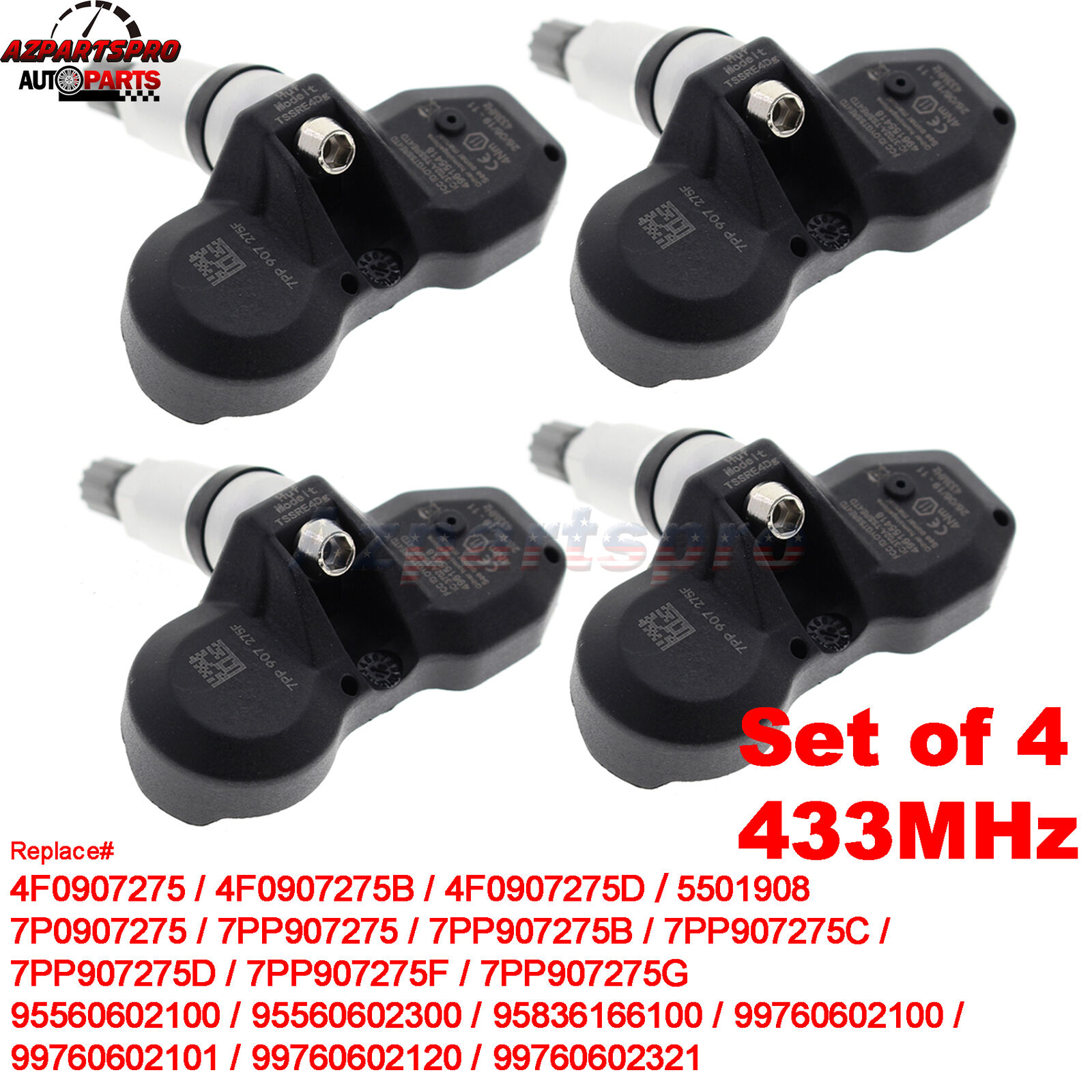 4x TPMS Tire Pressure Sensor 433MHz For Bentley Arnage Continental GT 2005-2012