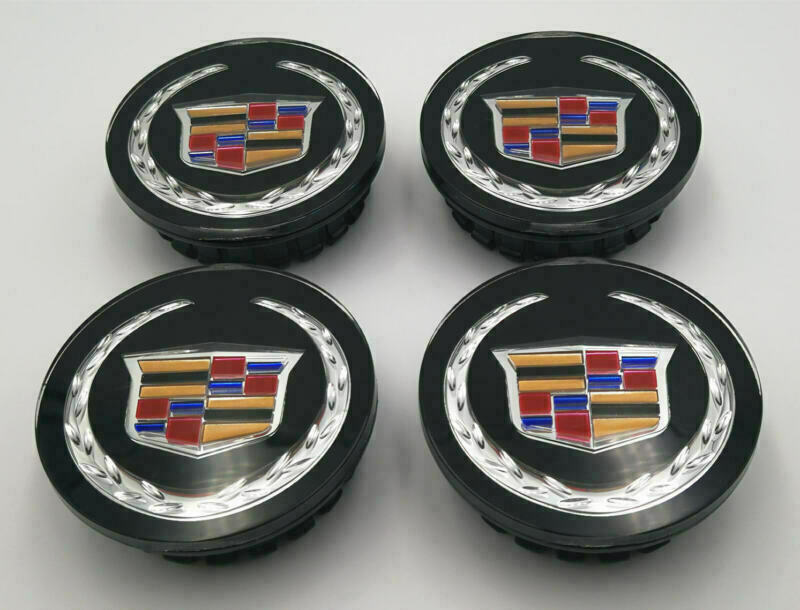 4pcs 66mm Black Acrylic Wheel Center Hub Caps Emblem For Cadillac ATS XTS CTS