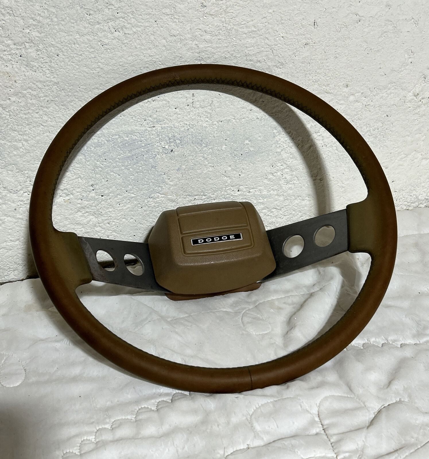 1979 79 Dodge Colt Brown Original Steering Wheel 15” Horn Ring Pad
