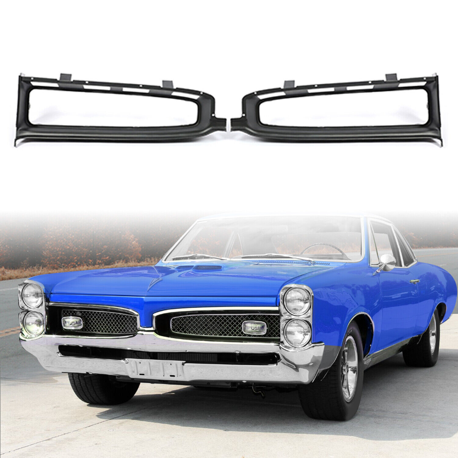 For 1967 Pontiac GTO Replace #9786207 9786208 Pair New Grille Inserts Surround