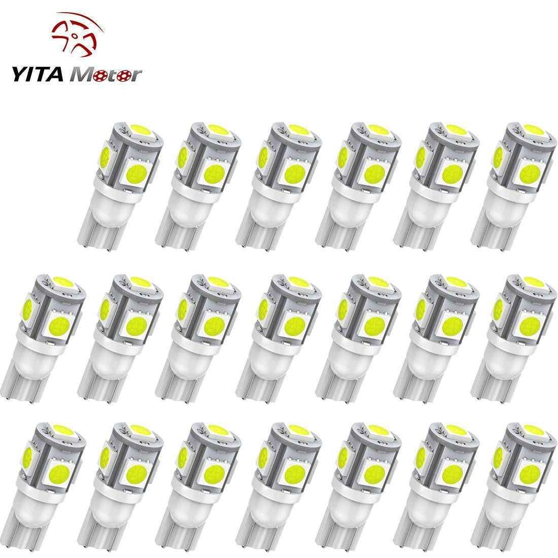 YITAMOTOR 20PCS 6000K White T10 921 5SMD Interior License Plate Dome Light Bulb
